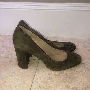 Ann Taylor Olive Emeline Suede Block Heel Pumps